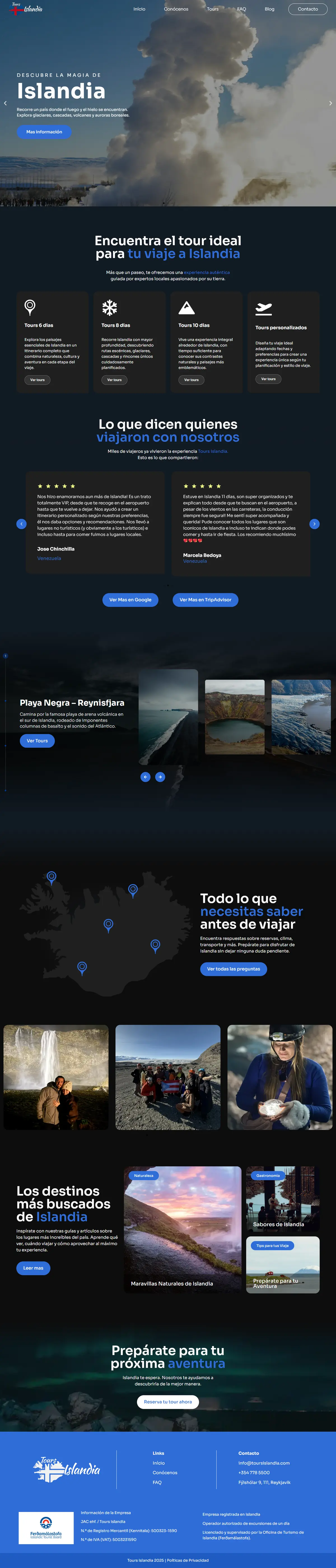 Página de inicio de Tours Islandia